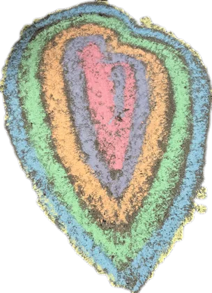 A chalk heart drawn by our kids on the sidewalk